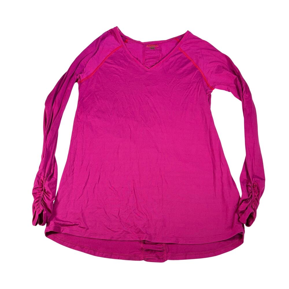 Spanx womens pink V neck tunic length athletic top. Size M. gym, sports